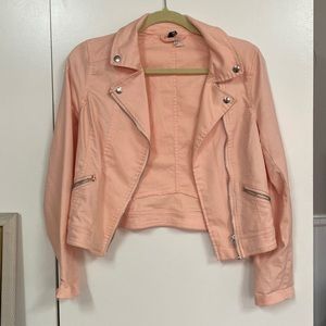 H&M Pink Coral Moto Motorcycle Jacket